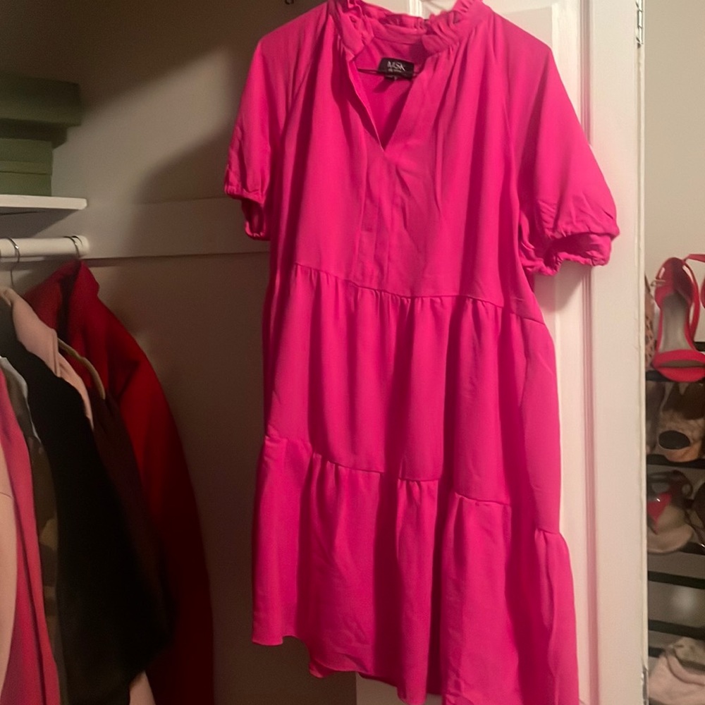 Pink peasant style baby doll dress PL